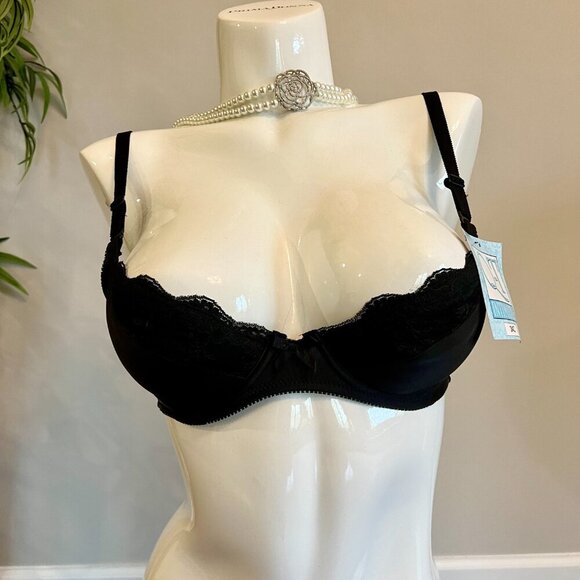 NWT Q – T  Intimates Lace Underwire Demi Everyday Bra 34C Black - Picture 9 of 11
